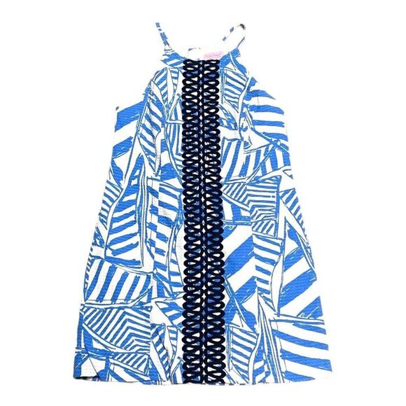 Lilly Pulitzer Womens Annabelle Shift Dress Bay Blue Yacht Rope Size 4 Summer - Picture 2 of 6
